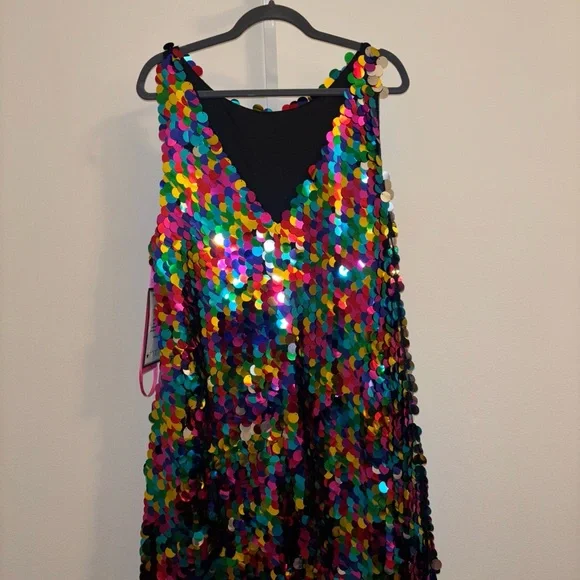 Betsey Johnson Sequin Dress Multi Color Size 12 - Picture 4 of 5